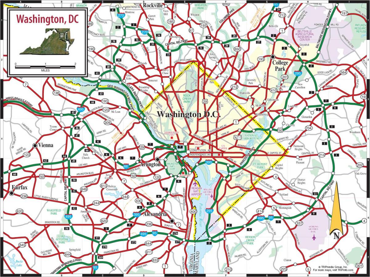 Washington DC roads map